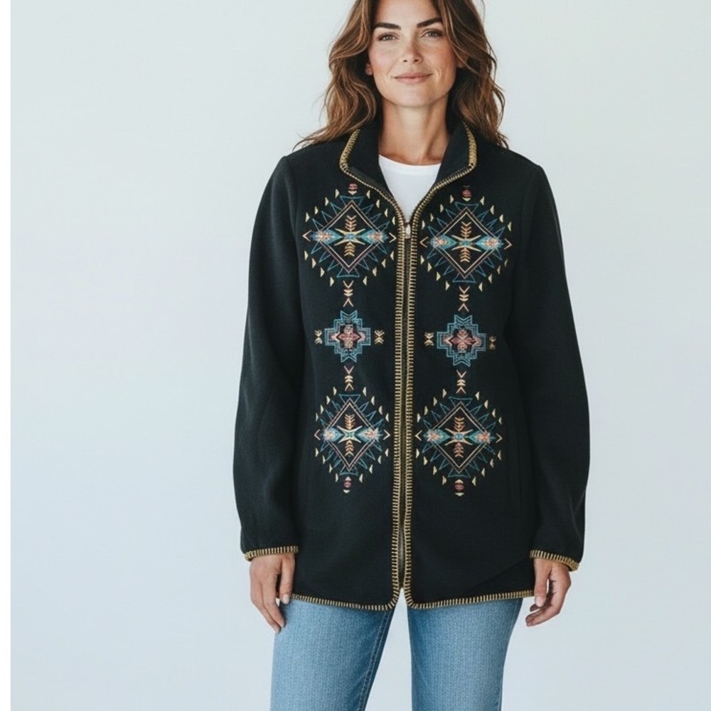 Outback Trading Company Southwestern Embroidered Fleece Ariana Jacket Medium